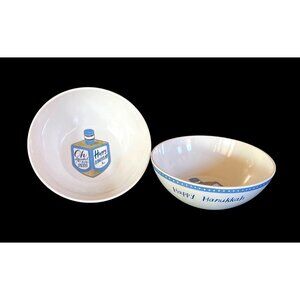Pottery Barn Kids Hanukkah Dreidel Cereal Bowls Set Melamine 6"